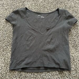 Aerie Dark Grey Cropped Tee